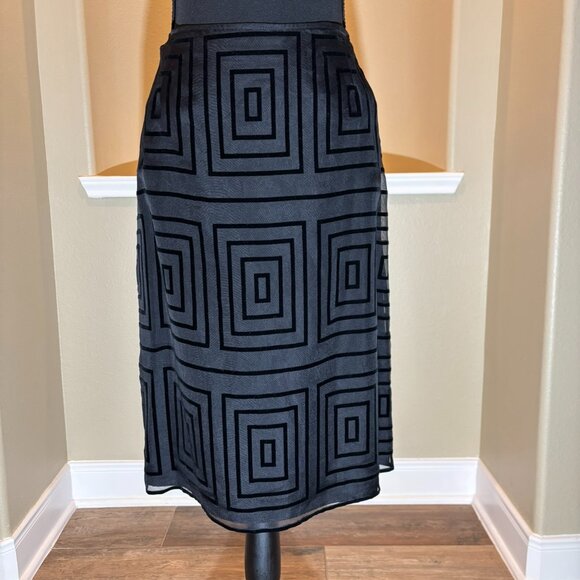 ❣️ NWT C'EST City Black GLAM Silk Rayon Dramatic Straight Skirt Size 12 - Picture 6 of 13